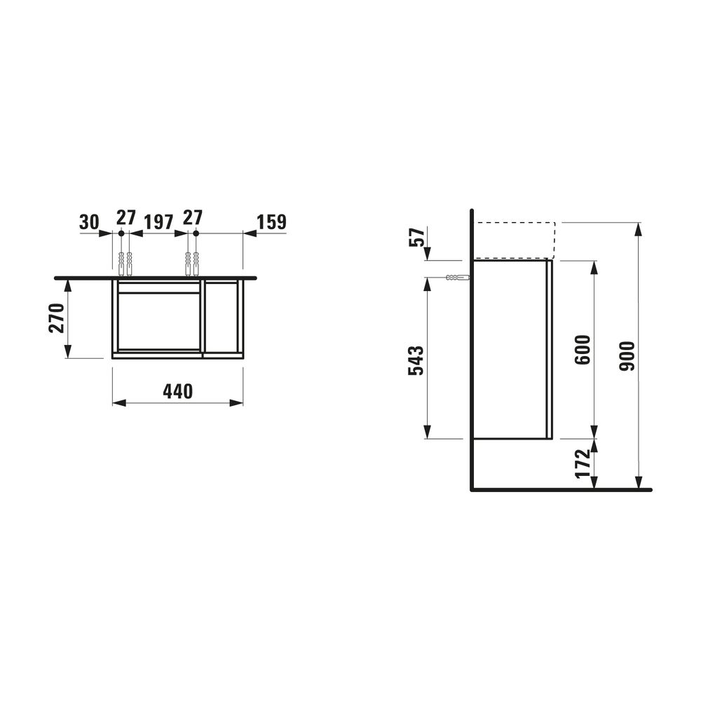 Laufen Waschtischunterbau Kartell 270x440x600mm, Senfgelb, 1 Tür links Regal rec... LAUFEN-H4075170336441 7612738971304 (Abb. 2)
