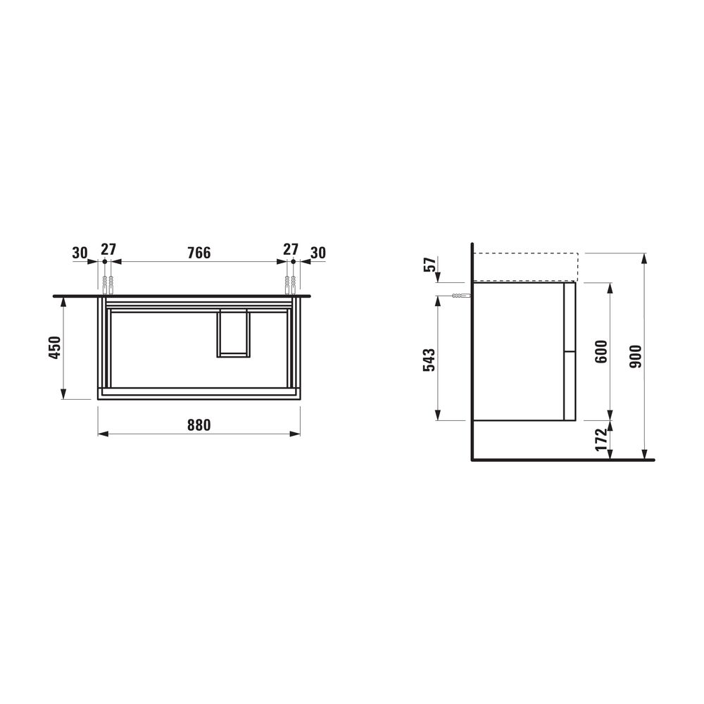 Laufen Waschtischunterbau Kartell 600x880x450mm, Ockerbraun, 2 Schubladen, mit P... LAUFEN-H4076080336431 7612738971441 (Abb. 2)