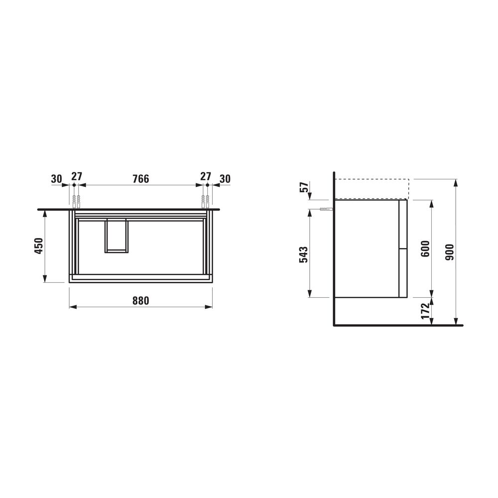 Laufen Waschtischunterbau Kartell 600x880x450mm, Senfgelb, 2 Schubladen, mit Pus... LAUFEN-H4076180336441 7612738971489 (Abb. 2)