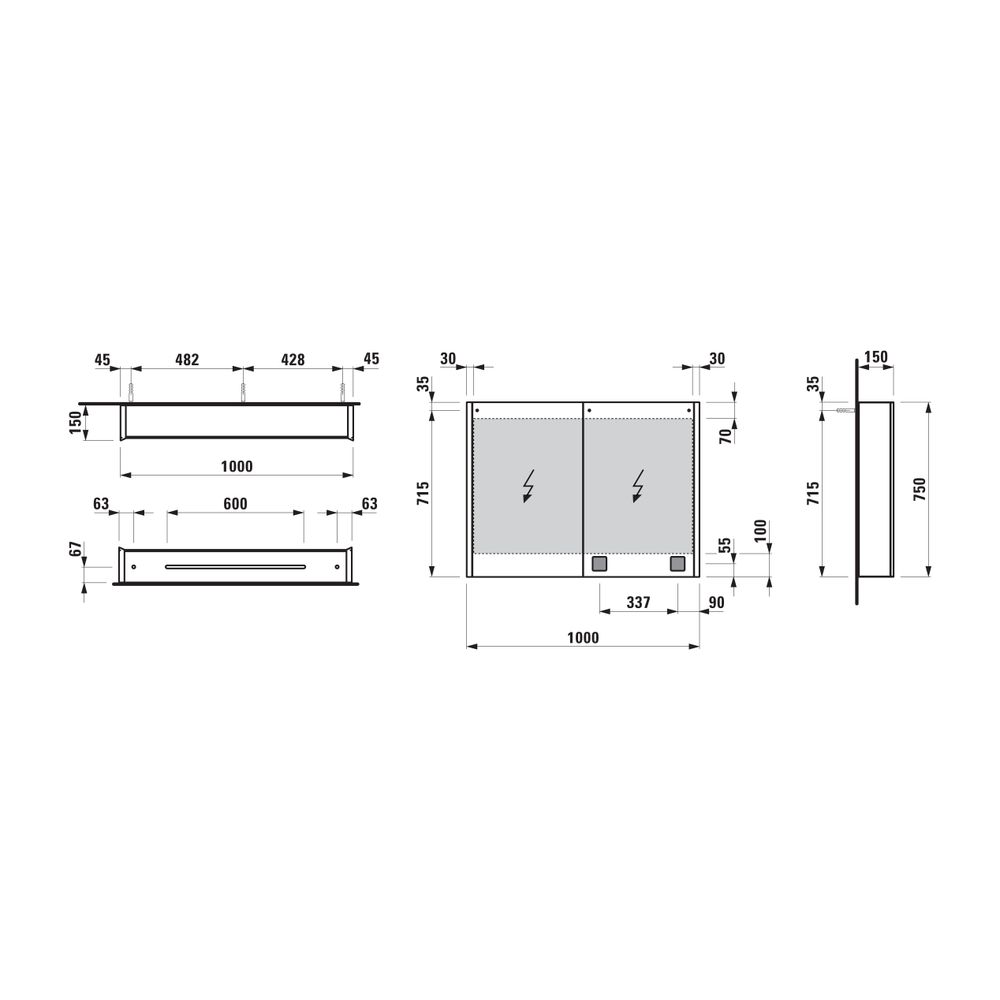 Laufen Spiegelschrank Frame 25, 780x1000x150mm, LED-Beleuchtung vertikal, Sensor... LAUFEN-H4086539001451 7612738318666 (Abb. 2)