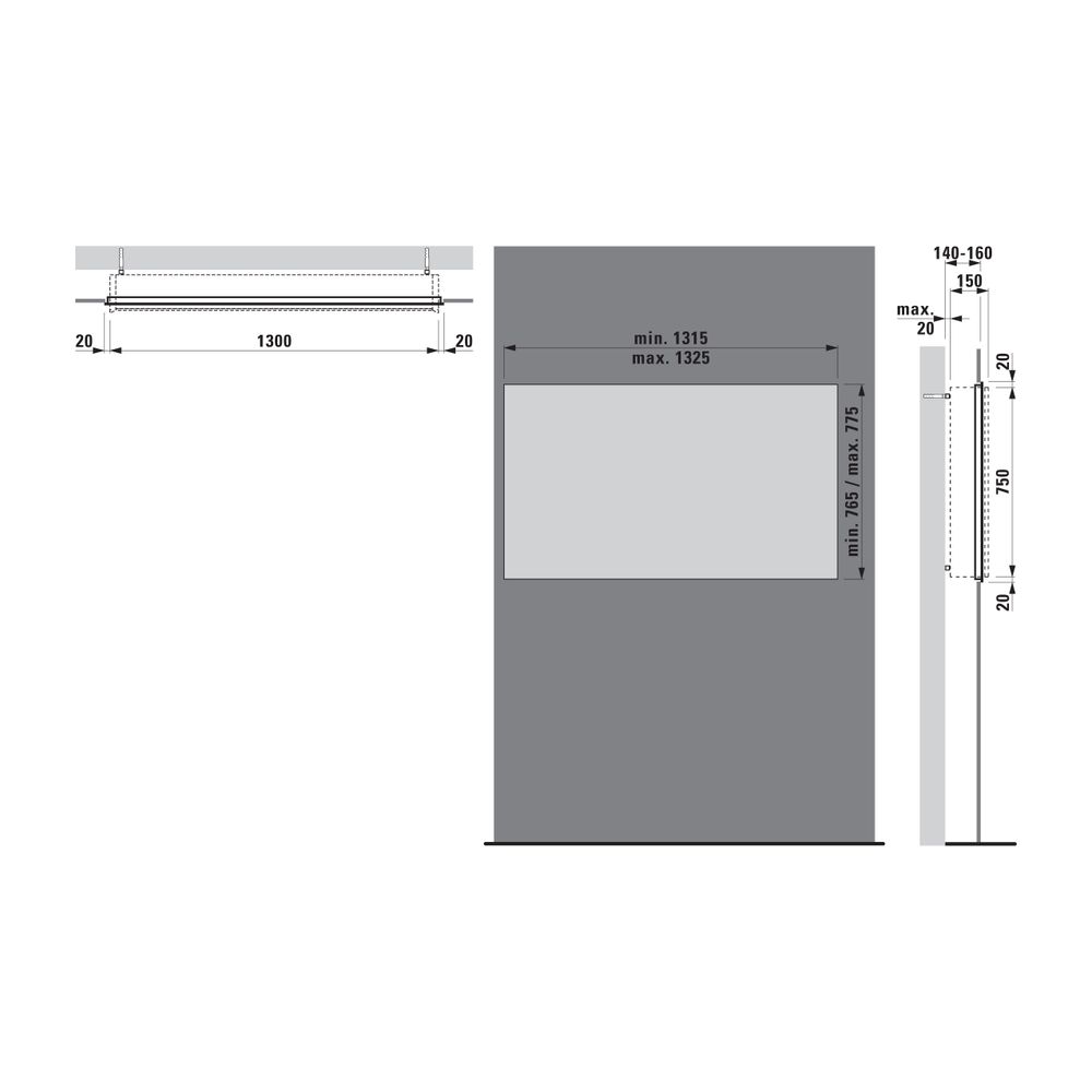 Laufen Einbaurahmenset Frame 25 1330x30x780, passend zu Laufen Spiegelschrank Fr... LAUFEN-H4087809000001 7612738345716 (Abb. 2)