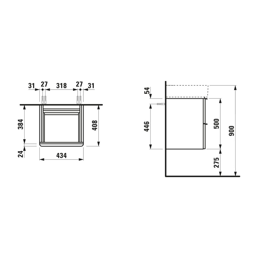Laufen Waschtischunterbau SPACE 408x434x500mm, Ulme dunkel, 2 Schubladen mit Gri... LAUFEN-H4101021601031 7612738345204 (Abb. 3)