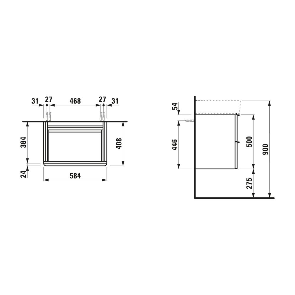 Laufen Waschtischunterbau SPACE 408x584x500mm, Multicolor, 2 Schubladen mit Grif... LAUFEN-H4101421609991 7612738345112 (Abb. 3)
