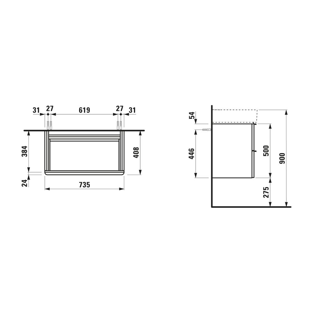 Laufen Waschtischunterbau SPACE 408x735x500mm, Multicolor, 2 Schubladen mit Grif... LAUFEN-H4101821609991 7612738345037 (Abb. 2)