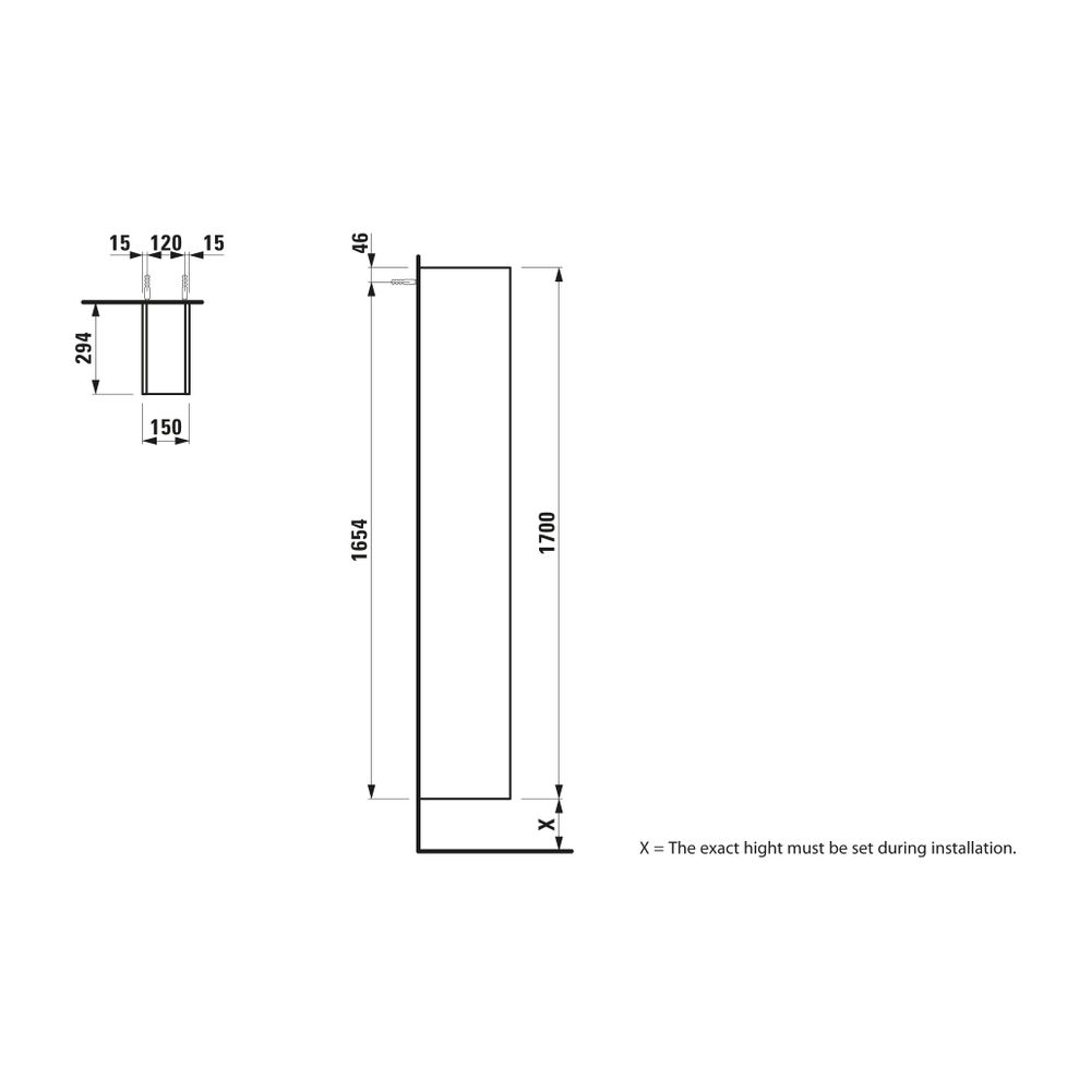 Laufen Hochschrank SPACE 294x150x1700mm, Ulme dunkel, ohne Tür 4 Ablagen... LAUFEN-H4109051601031 7612738344887 (Abb. 2)