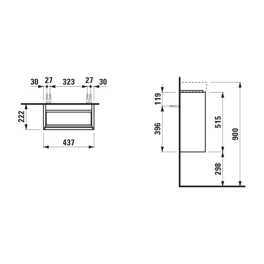 Laufen Waschtischunterbau MEDA 222x437x515mm, Cappuccino, 1 Tür Scharnier rechts... LAUFEN-H4215520114651 7612738095161 (Abb. 2)