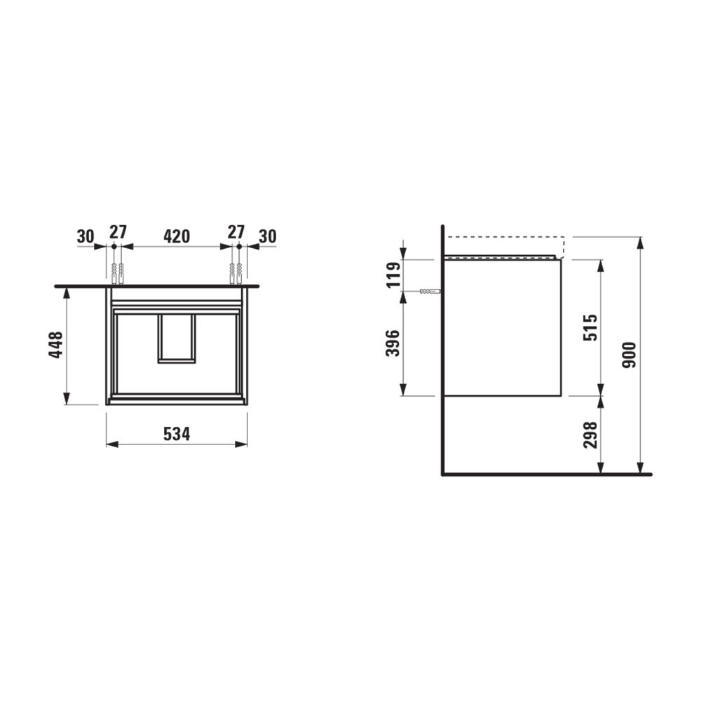 Laufen Waschtischunterbau MEDA 448x534x515mm, Specialcolor, 2 Schubladen, 1 Ordn... LAUFEN-H4215620119901 7612738095239 (Abb. 2)