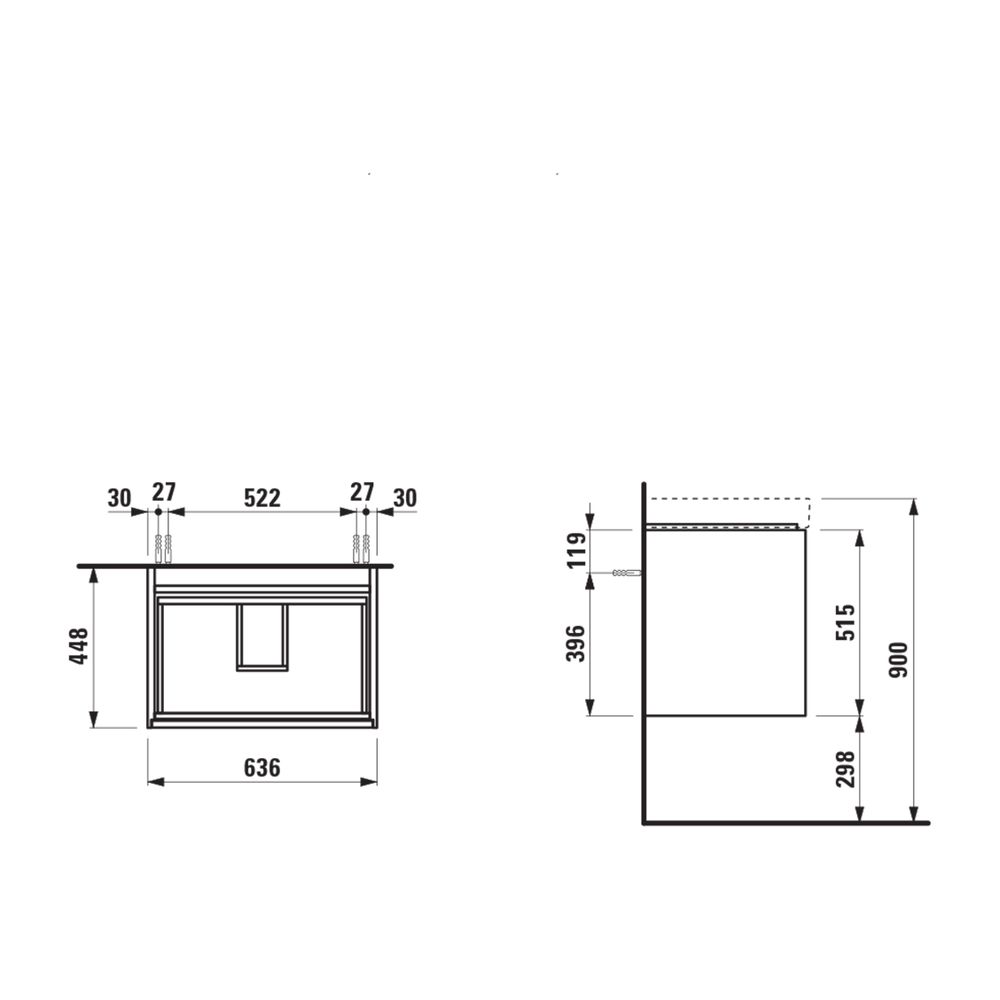 Laufen Waschtischunterbau MEDA 448x636x515mm, Wildeiche, 2 Schubladen, 1 Ordnung... LAUFEN-H4215820112671 7612738095352 (Abb. 2)