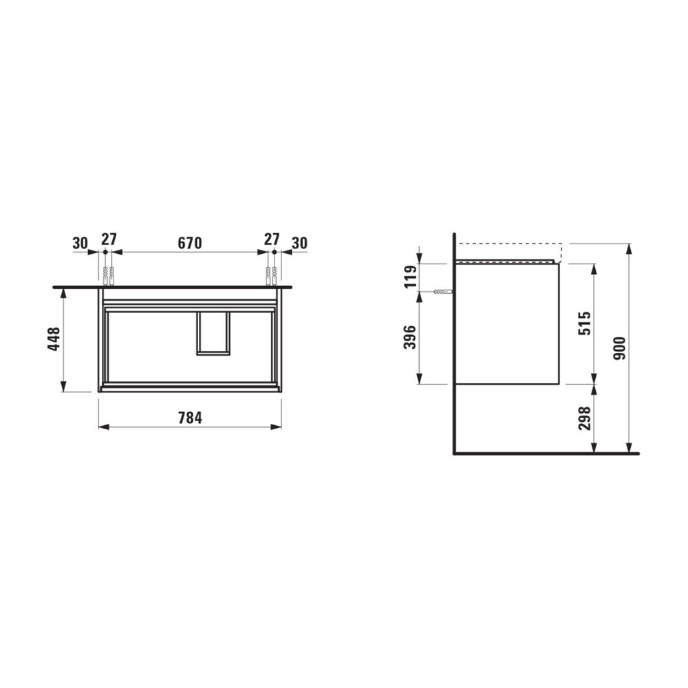 Laufen Waschtischunterbau MEDA 448x784x515mm, Cappuccino, 2 Schubl., 1 Ordnungss... LAUFEN-H4215920114651 7612738095468 (Abb. 2)