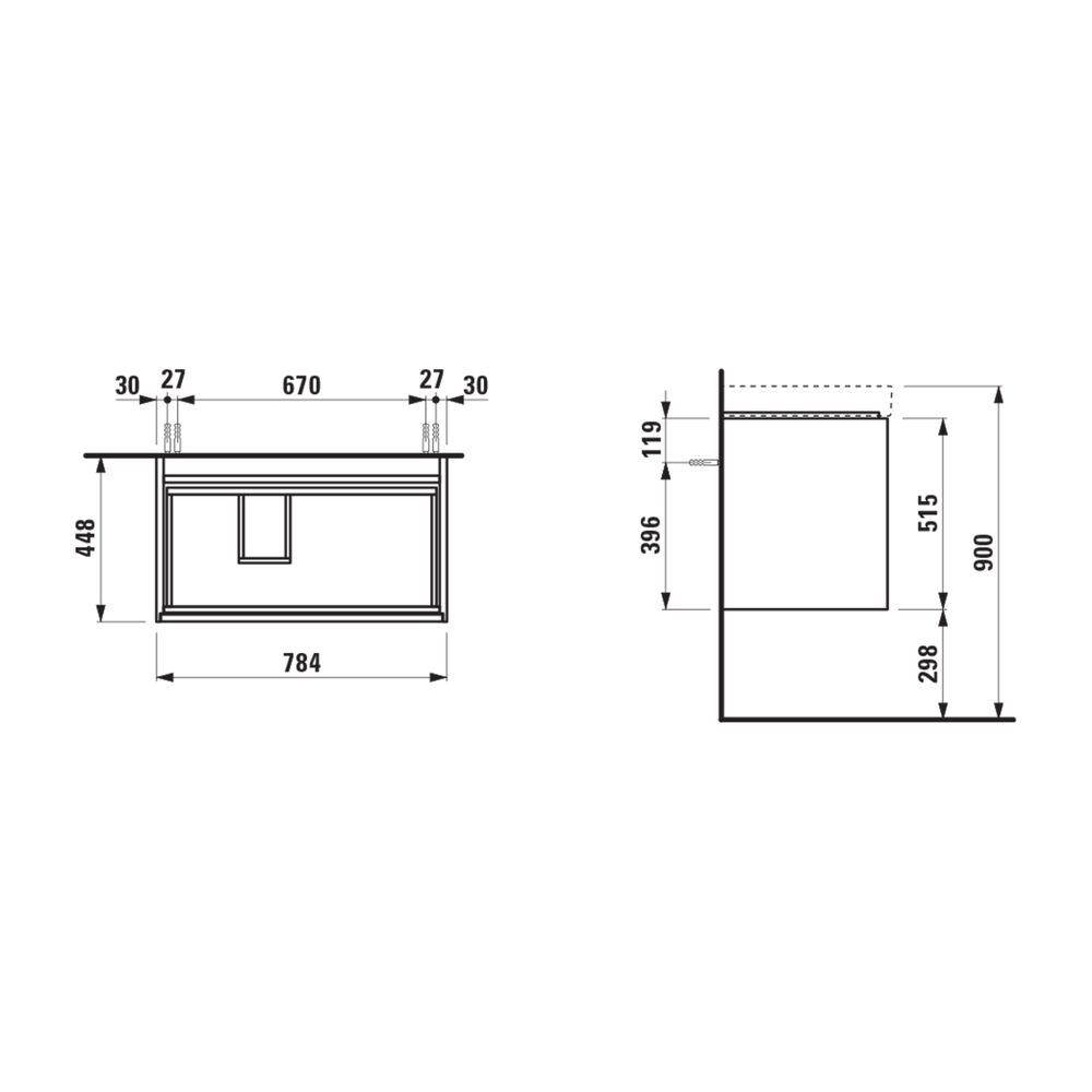 Laufen Waschtischunterbau MEDA 448x784x515mm, Mattweiß, 2 Schubl., 1 Ordnungssys... LAUFEN-H4216020112601 7612738095499 (Abb. 2)