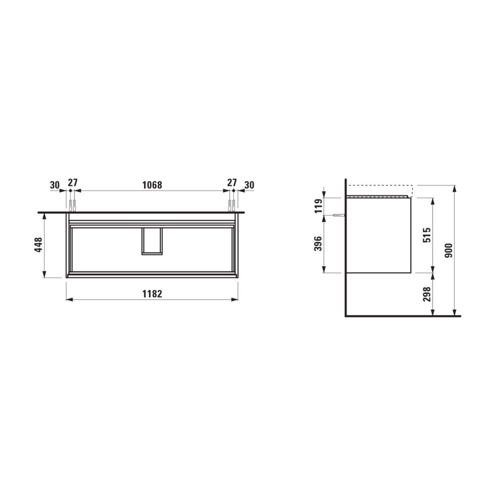 Laufen Waschtischunterbau MEDA 448x1182x515mm, Specialcolor, 2 Schubladen, 1 Ord... LAUFEN-H4216320119901 7612738095741 (Abb. 2)