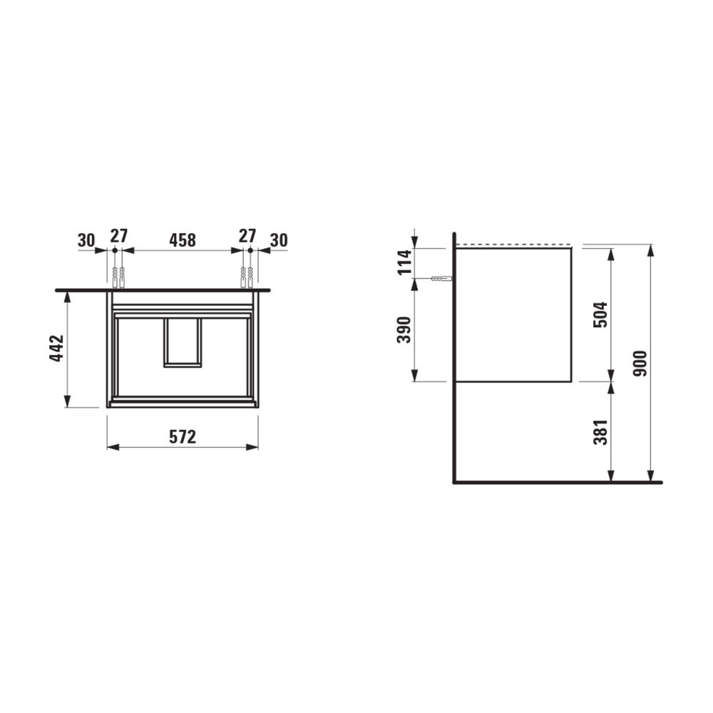 Laufen Waschtischunterbau MEDA 442x572x504mm, Multicolor, 2 Schubl., 1 Ordnungss... LAUFEN-H4216720119991 7612738096182 (Abb. 2)