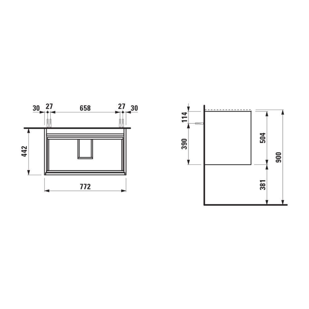 Laufen Waschtischunterbau MEDA 442x772x504mm, Cappuccino, 2 Schubl., 1 Ordnungss... LAUFEN-H4216820114651 7612738096229 (Abb. 2)