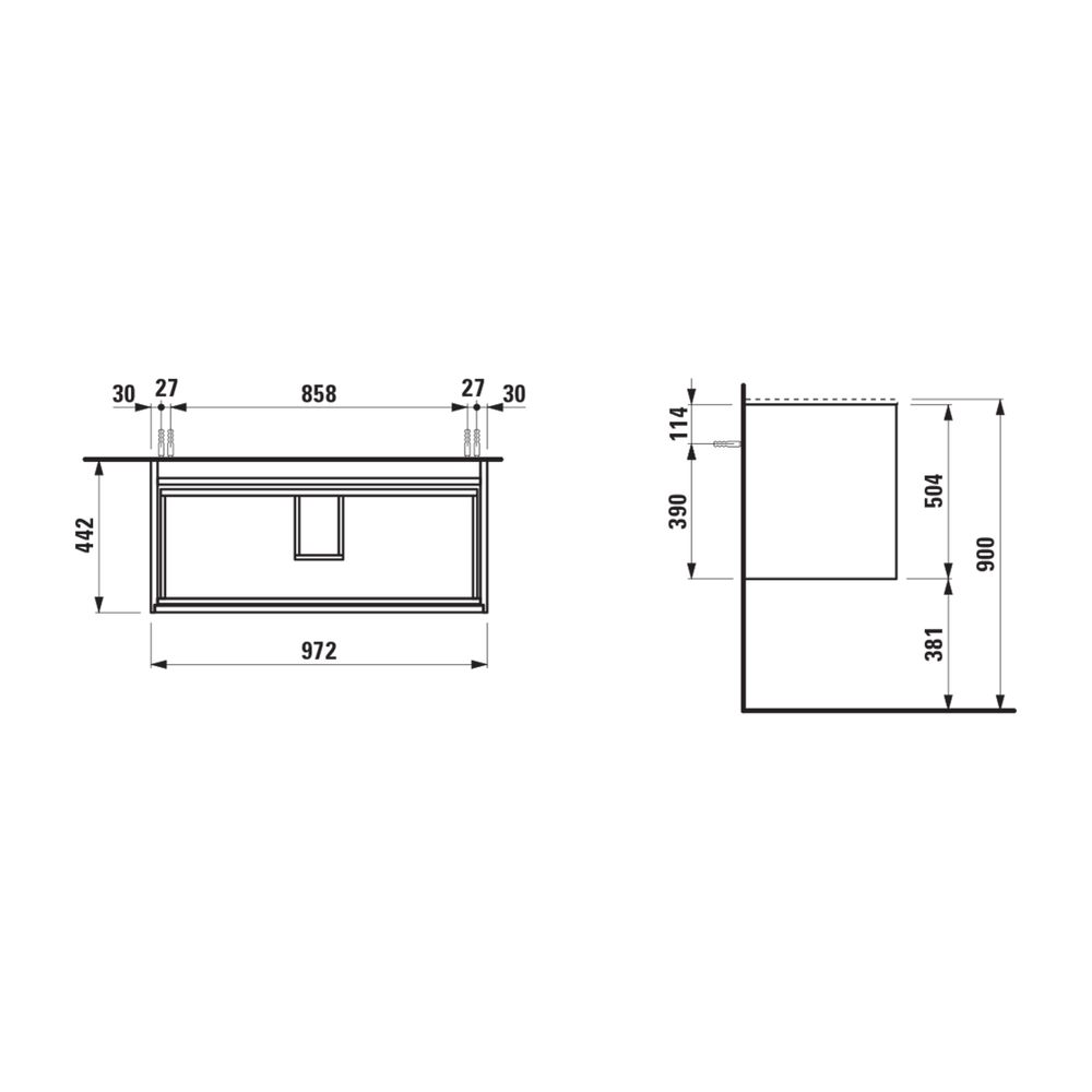 Laufen Waschtischunterbau MEDA 442x972x504mm, Cappuccino, 2 Schubl., 1 Ordnungss... LAUFEN-H4216920114651 7612738096328 (Abb. 2)