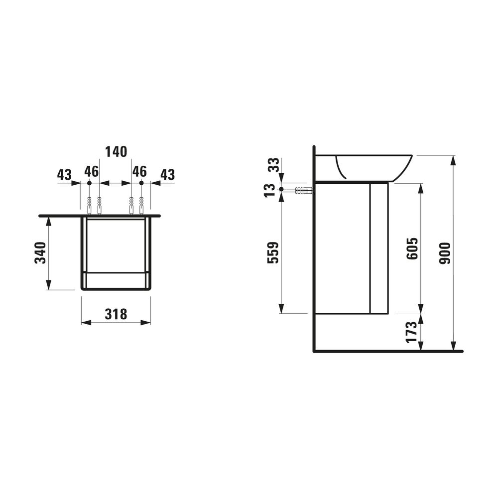 Laufen Waschtischunterbau INO 340x318x605mm, Mattweiß, 1 Tür Scharnier links... LAUFEN-H4253510301701 7612738343743 (Abb. 2)