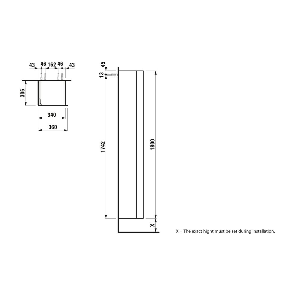 Laufen Hochschrank INO 306x360x1800mm, Nussbaum dunkel 1 Tür Scharnier links 5 A... LAUFEN-H4254510301711 7612738343675 (Abb. 2)