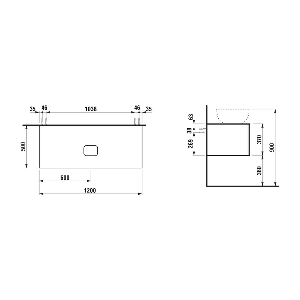 Laufen Schubladenelement, Ilbagnoalessi, 1200mm, Pearlbeige, 1 Schub., Ausschn. ... LAUFEN-H4303110972701 7612738071622 (Abb. 5)