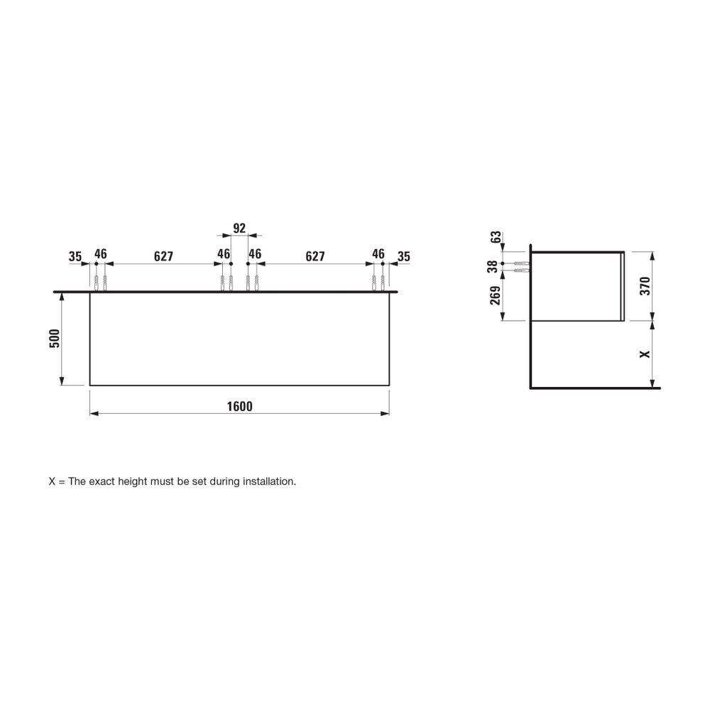 Laufen Schubladenelement, Ilbagnoalessi, 1600mm, Eiche hell, 2 Schub., ohne Auss... LAUFEN-H4313300972501 7612738073350 (Abb. 2)