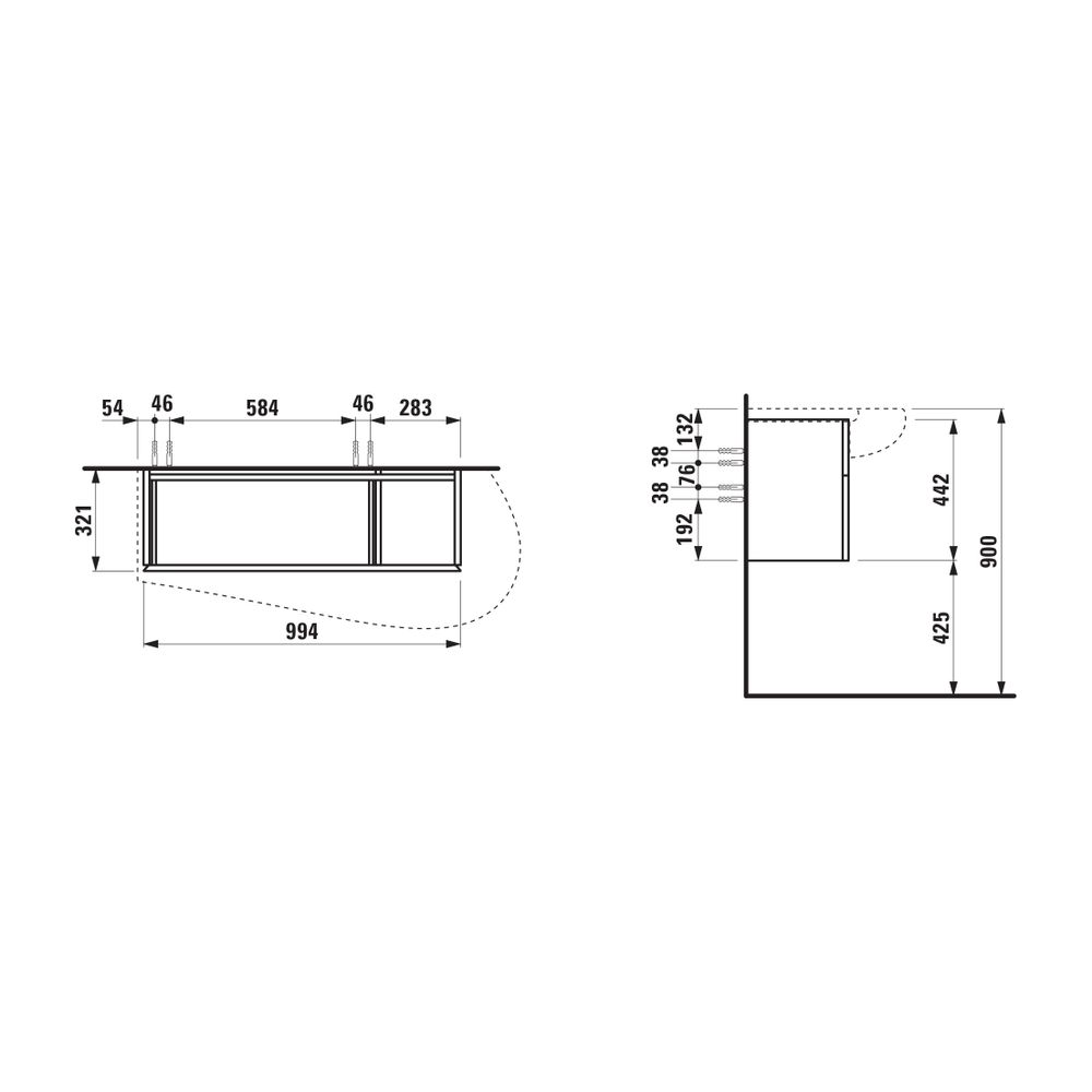Laufen Waschtischunterbau Ilbagnoalessi 321x994x442mm, Specialcolor, 1 Schubl., ... LAUFEN-H4304310979901 7612738072308 (Abb. 2)