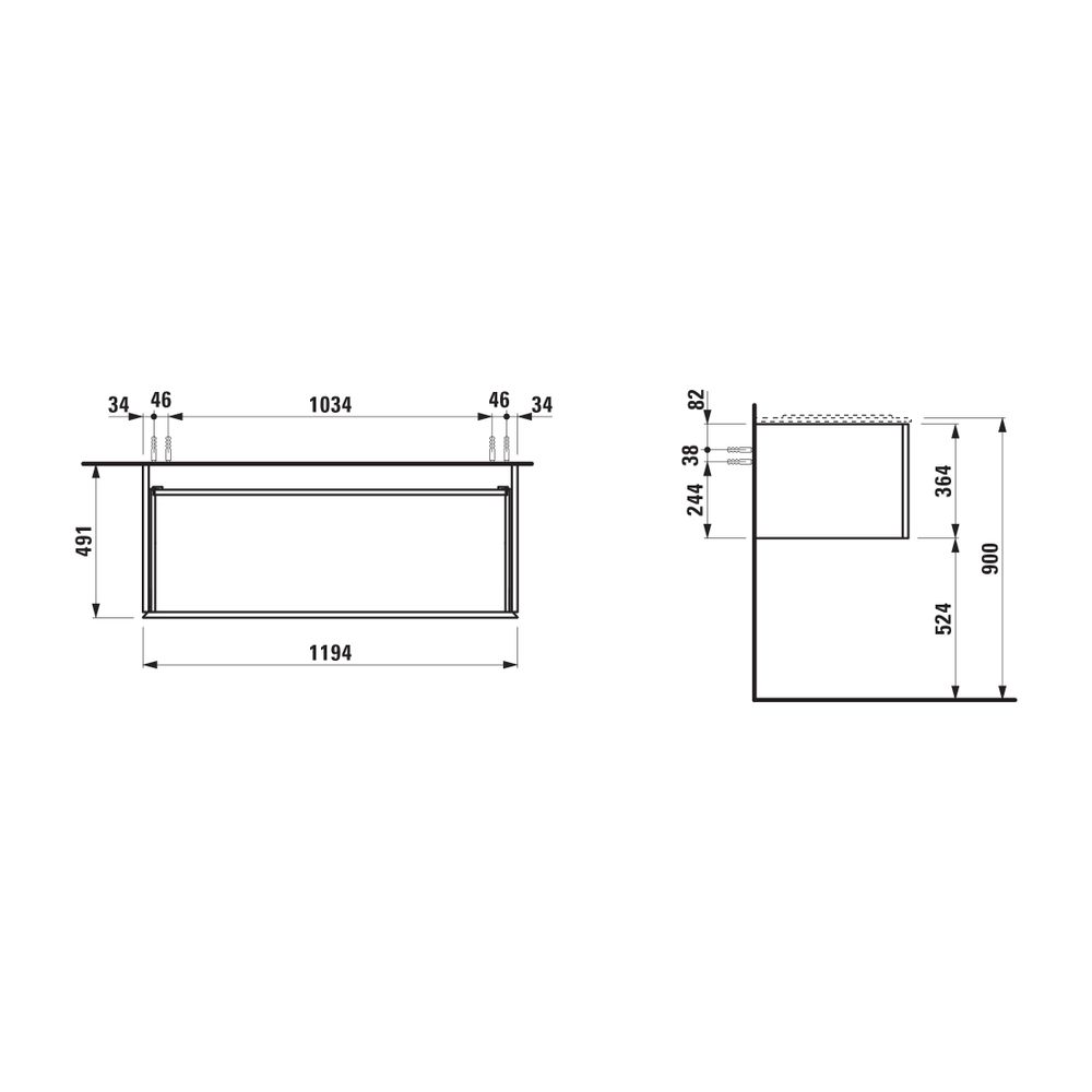 Laufen Waschtischunterbau Ilbagnoalessi 491x1194x364mm, Specialcolor, 1 Schubl.,... LAUFEN-H4304410979901 7612738072384 (Abb. 2)