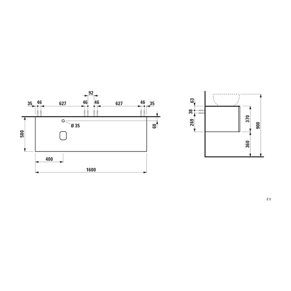 Laufen Schubladenelement, Ilbagnoalessi, 1600mm, Noce canaletto, 2 Schub., mit H... LAUFEN-H4323440976301 7612738074852 (Abb. 2)