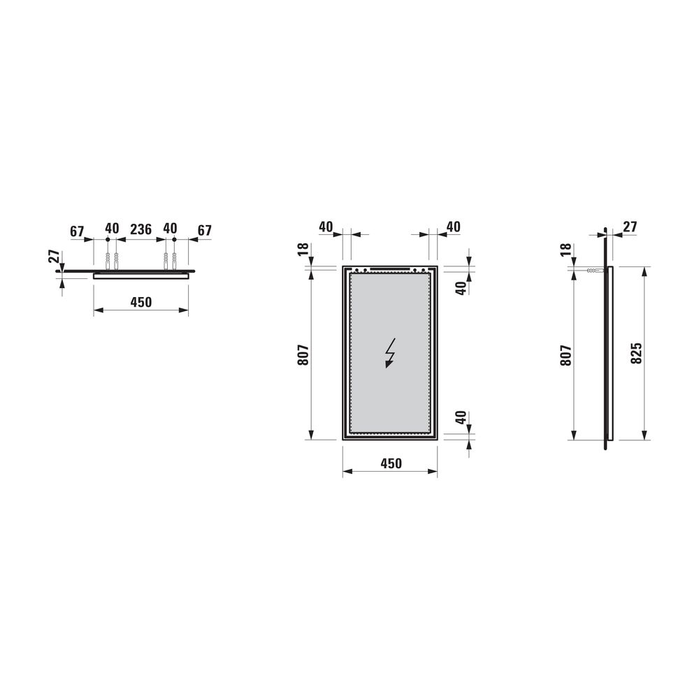Laufen Spiegel Frame 25, 450x25x825mm, mit Aluminiumrahmen glanzeloxiert... LAUFEN-H4474009001441 7612738296667 (Abb. 2)
