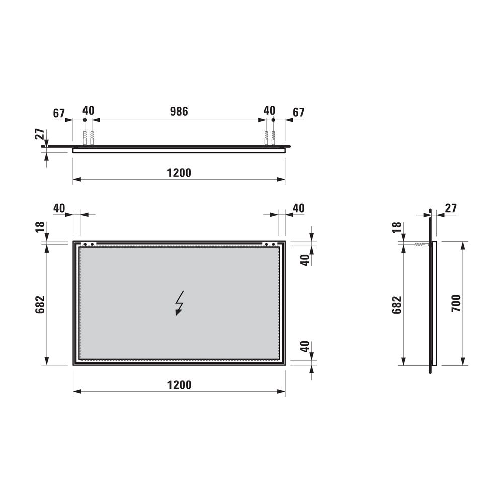 Laufen Spiegel Frame 25, 1200x25x700mm, Mattschwarz, mit Aluminiumrahmen... LAUFEN-H4474079004501 7612738958251 (Abb. 2)