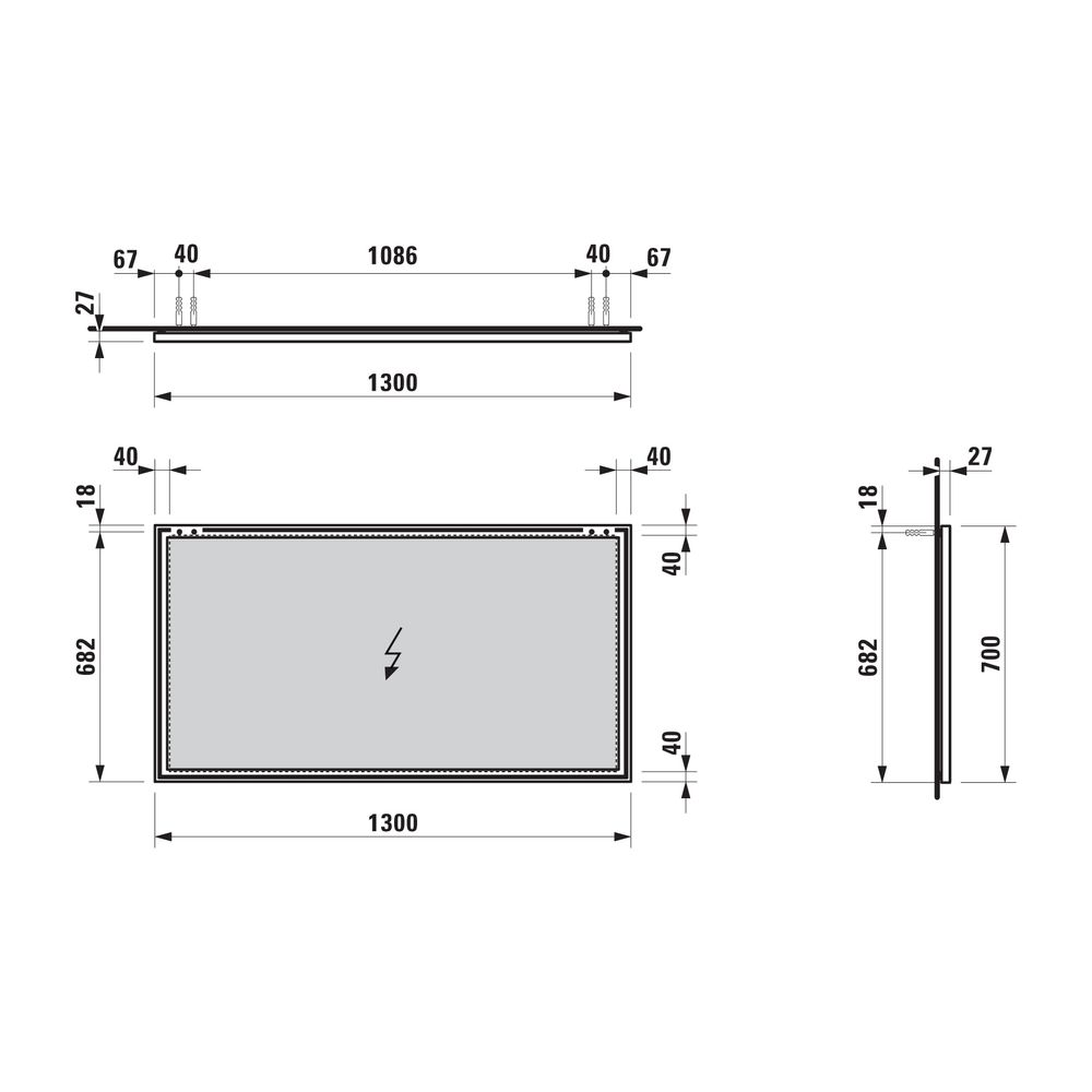 Laufen Spiegel Frame 25, 1300x25x700mm, mit Aluminiumrahmen glanzeloxiert... LAUFEN-H4474089001441 7612738296742 (Abb. 2)