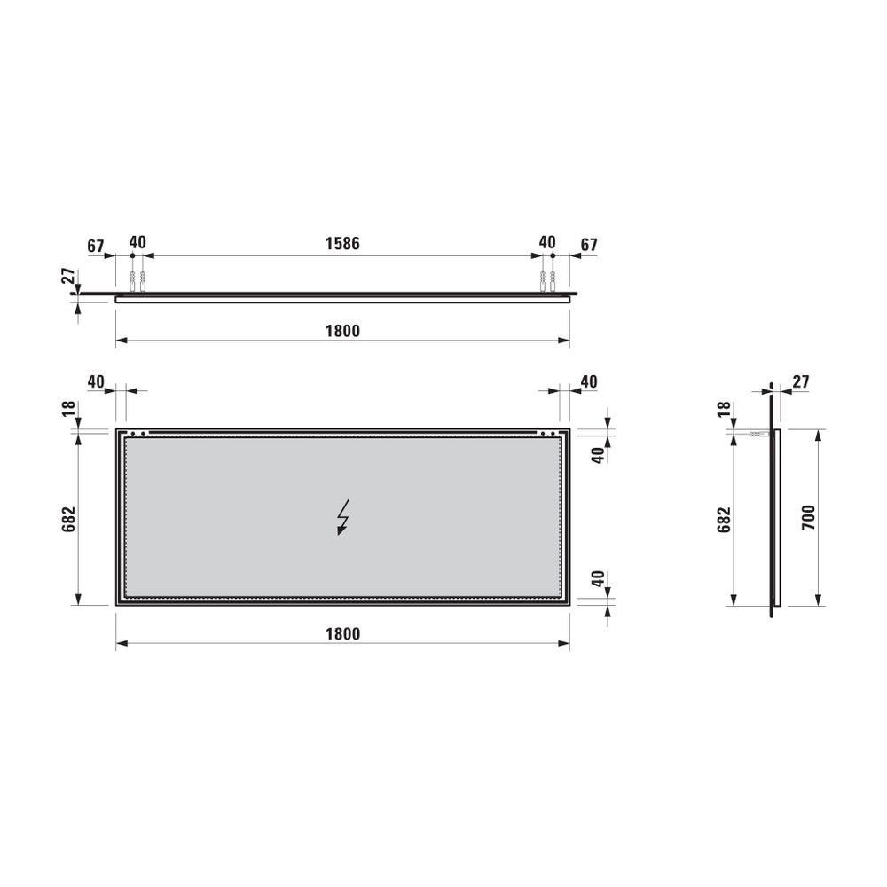 Laufen Spiegel Frame 25, 1800x25x700mm, Mattschwarz, mit Aluminiumrahmen... LAUFEN-H4474109004501 7612738958275 (Abb. 2)