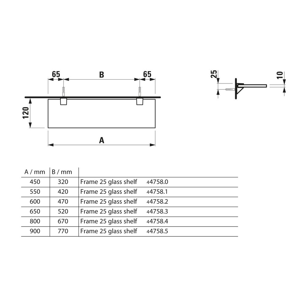 Laufen Glasablage Frame 25 120x600x10mm, mit 2 Wandbefestigungen Silber eloxiert... LAUFEN-H4475829000001 7612738915704 (Abb. 2)