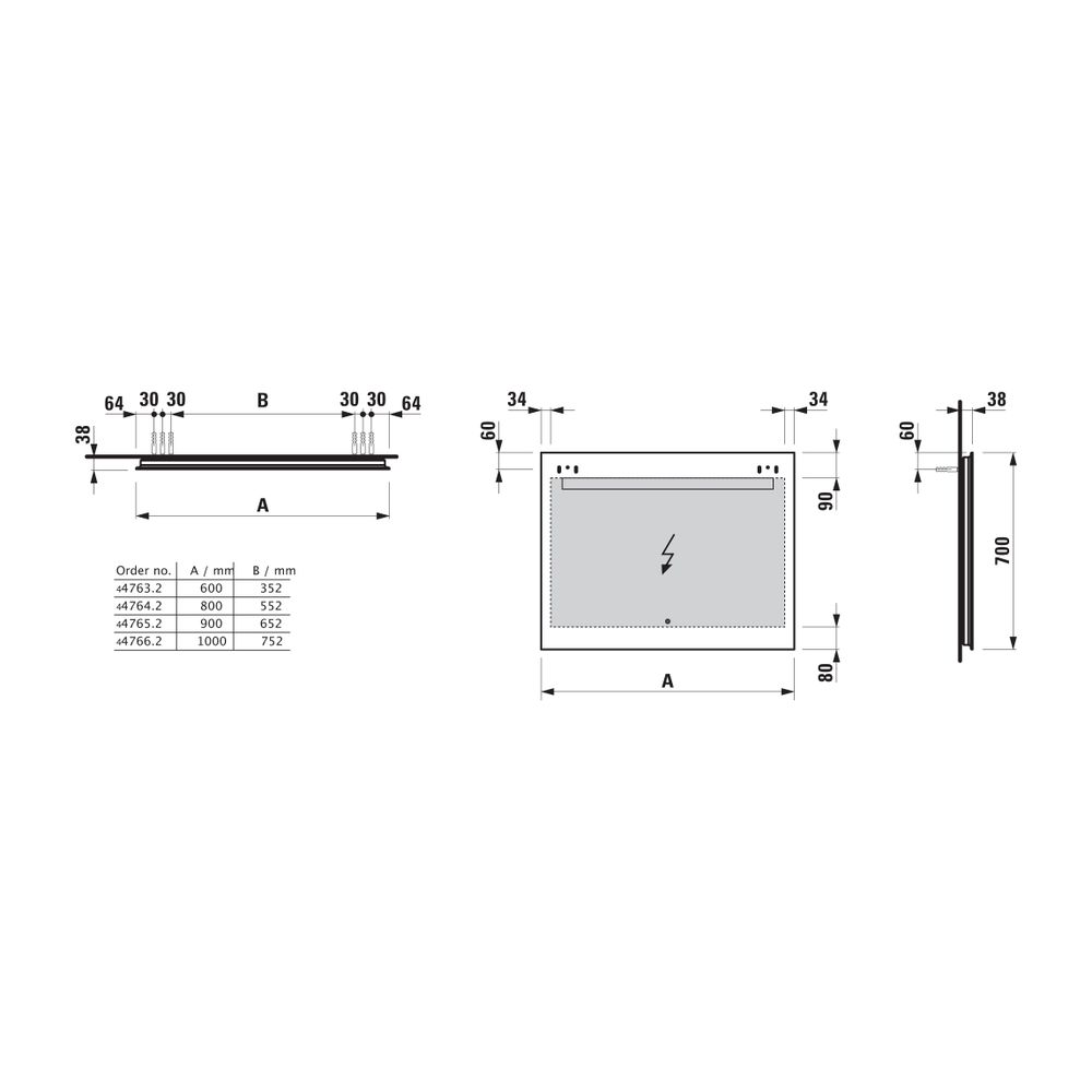 Laufen Spiegel Leelo, LED-Beleuchtung 900x700mm, 1 Touchschalter Ein/Aus/Dimmer... LAUFEN-H4476529501441 7612738938123 (Abb. 2)