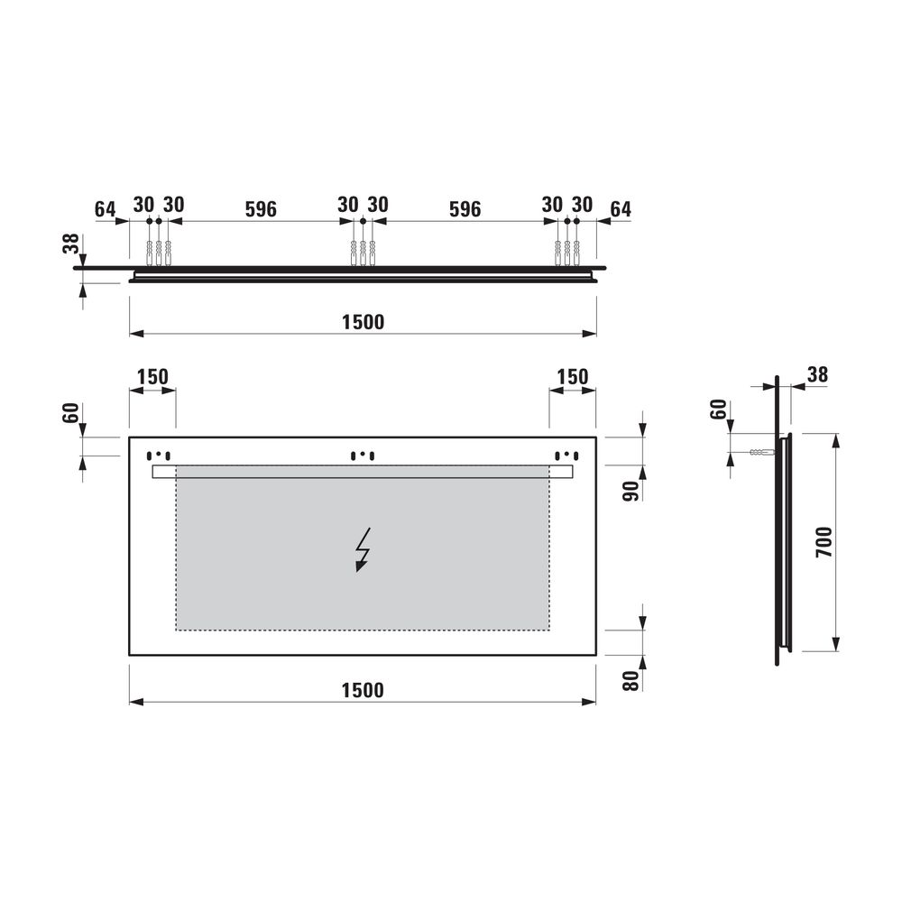 Laufen Spiegel Leelo, LED-Beleuchtung 1500x700mm, externer Lichtschalter... LAUFEN-H4476919501441 7612738938239 (Abb. 2)