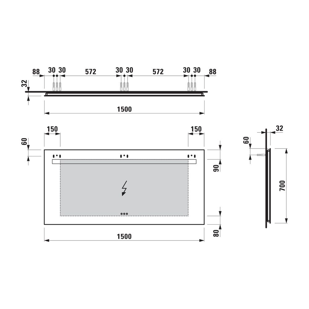 Laufen Spiegel Leelo, LED-Beleuchtung+Ambientelicht+3 Touchsensoren 1500x700mm, ... LAUFEN-H4476939501441 7612738938253 (Abb. 2)