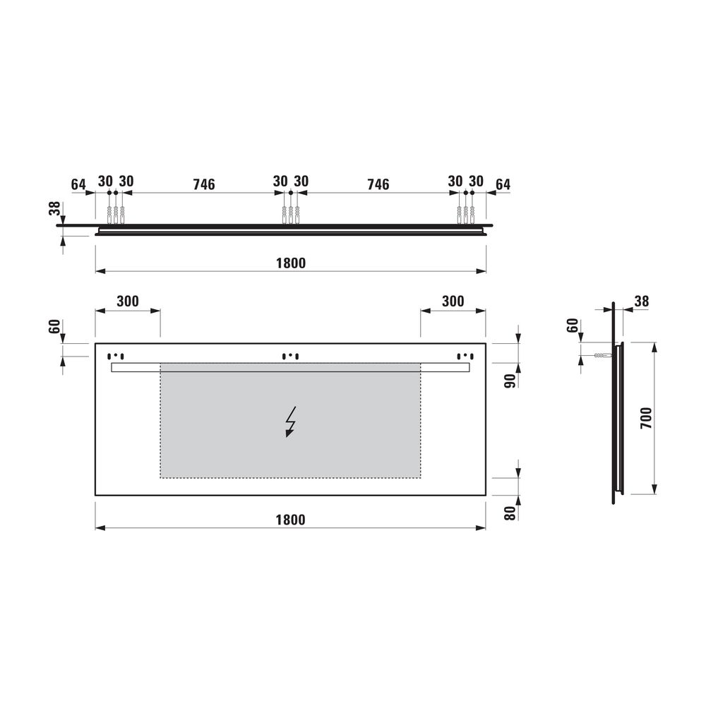 Laufen Spiegel Leelo, LED-Beleuchtung 1800x700mm, externer Lichtschalter... LAUFEN-H4477019501441 7612738938260 (Abb. 2)