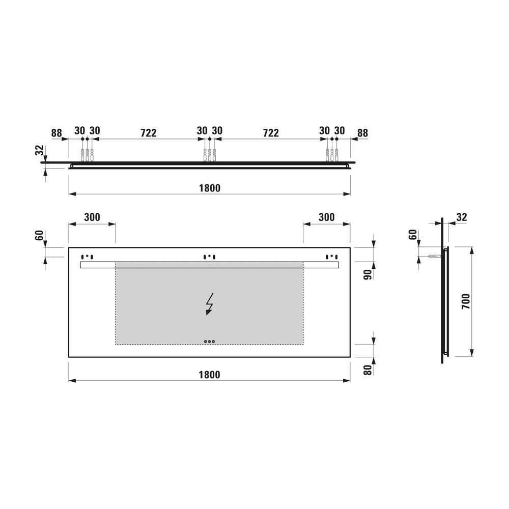 Laufen Spiegel Leelo, LED-Beleuchtung+Ambientelicht+3 Touchsensoren 1800x700mm, ... LAUFEN-H4477039501441 7612738938284 (Abb. 2)