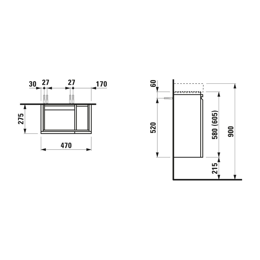 Laufen Waschtischunterbau Laufen Pro S 275x470x605mm, Wenge, 1 Tür links Regal r... LAUFEN-H4830010954231 4014804792449 (Abb. 2)