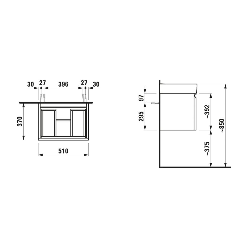 Laufen Waschtischunterbau Laufen Pro S 370x510x392mm, Wenge, 1 Schublade 1 Innen... LAUFEN-H4830220954231 4014804791640 (Abb. 2)