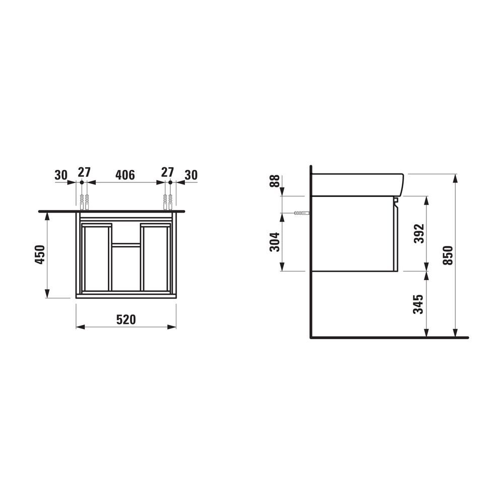Laufen Waschtischunterbau Laufen Pro A 450x520x392mm, Wenge, 1 Schublade, mit Gr... LAUFEN-H4830330954231 4014804735125 (Abb. 2)