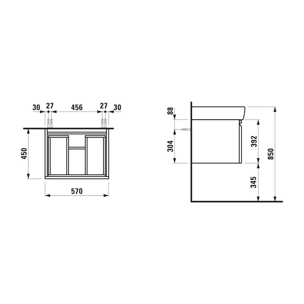 Laufen Waschtischunterbau Laufen Pro A 450x570x392mm, Mattweiß, 1 Schublade 1 In... LAUFEN-H4830420954631 4014804735262 (Abb. 2)