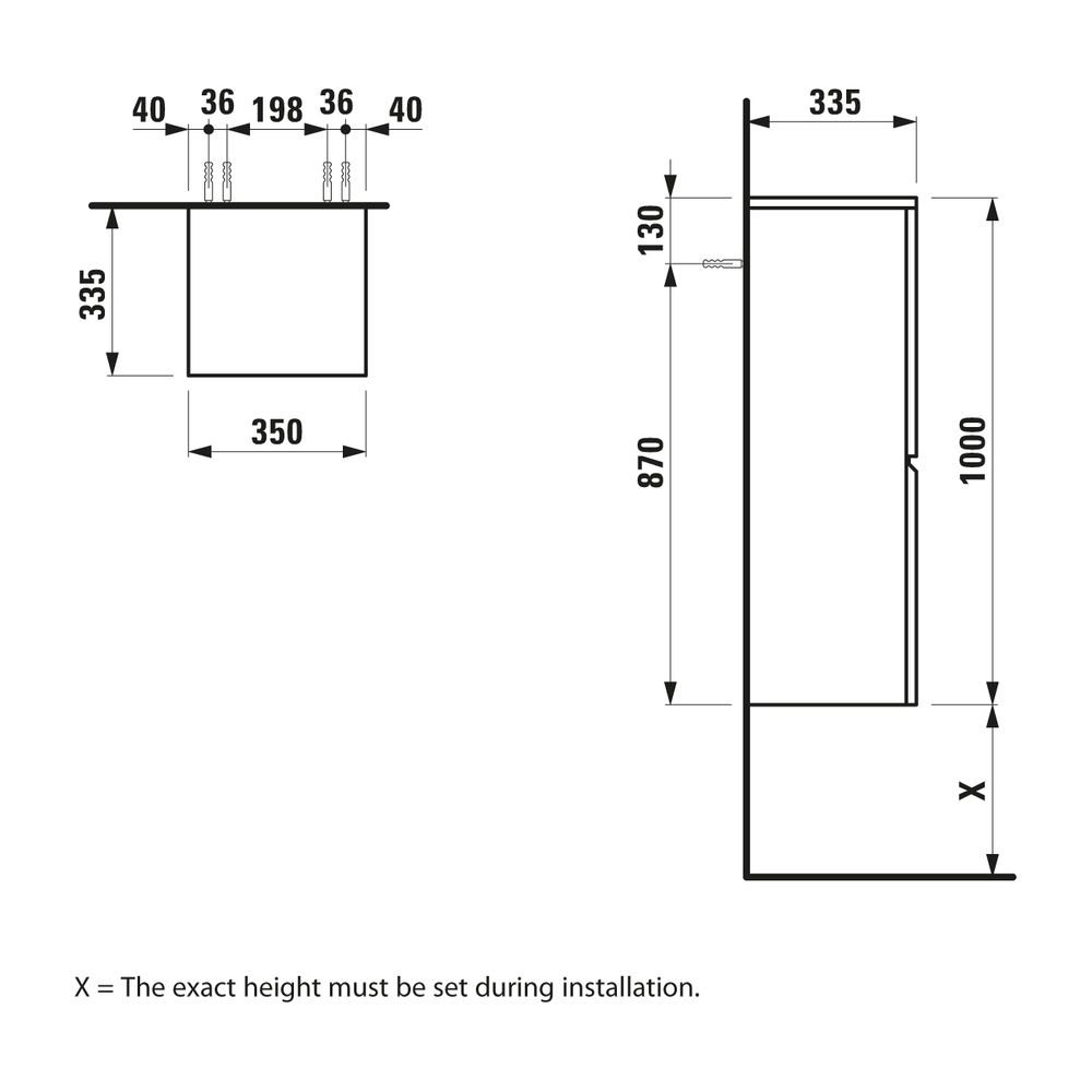 Laufen Halbhochschrank Laufen Pro 335x350x1000mm, Wenge, 1 Tür Scharnier rechts ... LAUFEN-H4831120954231 4014804735514 (Abb. 2)