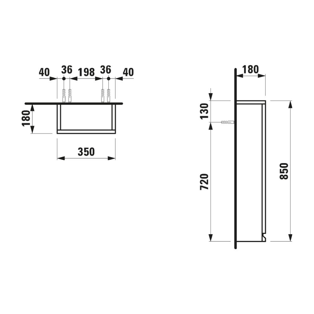 Laufen Kleiner Hängeschrank Laufen Pro S 180x350x850mm, Graphit, 1 Tür Scharnier... LAUFEN-H4831140954801 7612738302672 (Abb. 2)