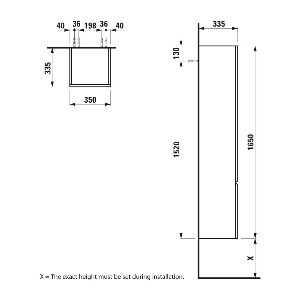 Laufen Hochschrank Laufen Pro 335x350x1650mm, Mattweiß, 1 Tür Scharnier rechts 4... LAUFEN-H4831220954631 4014804735569 (Abb. 2)