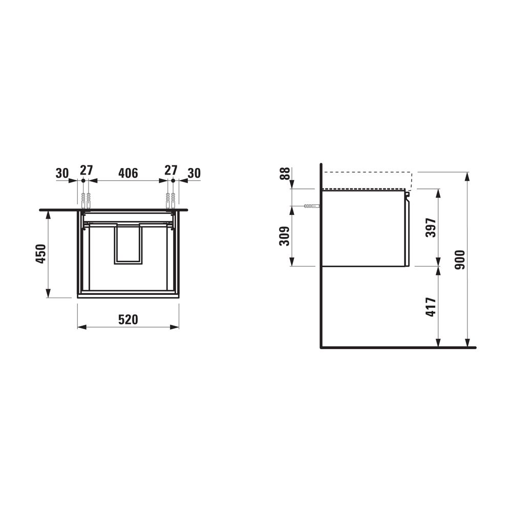 Laufen Waschtischunterbau Laufen Pro S 450x520x397mm, Multicolor, 1 Schublade, m... LAUFEN-H4833510969991 7612738295707 (Abb. 2)
