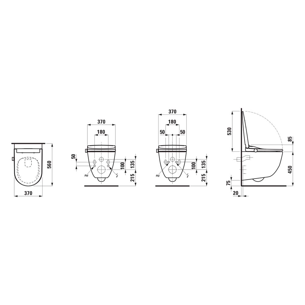 Laufen Dusch-Tiefspül-WC wandhängend Cleanet Pro 560x370x425mm, Comfort, spülran... LAUFEN-H601890000S002 7612738134143 (Abb. 2)