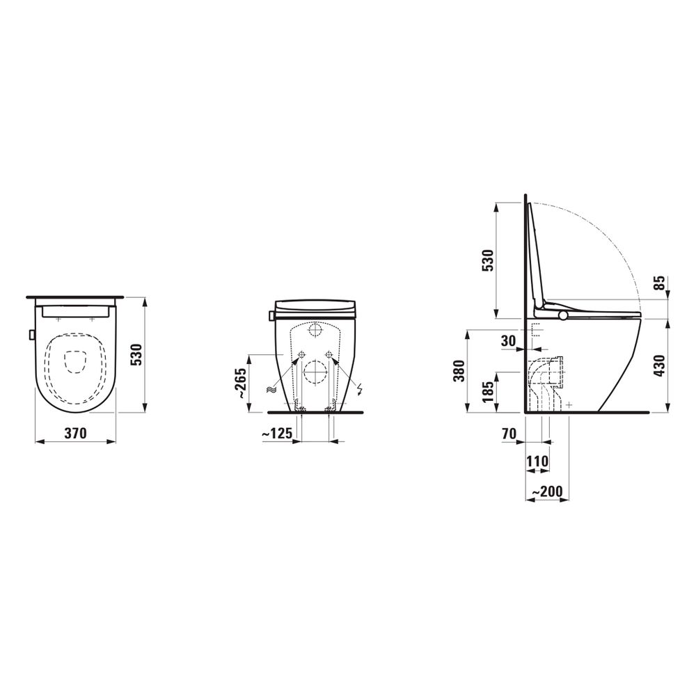Laufen Dusch-Tiefspül-WC bodenstehend Cleanet Pro, spülrandlos, mit Fernbedienun... LAUFEN-H603890000S002 7612738134112 (Abb. 2)