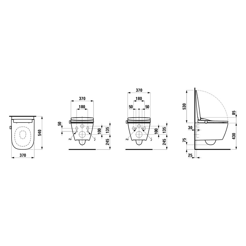 Laufen Dusch-Tiefspül-WC wandhängend Cleanet Meda, spülrandlos, Silent Flush, mi... LAUFEN-H604110000S002 7612738154172 (Abb. 2)