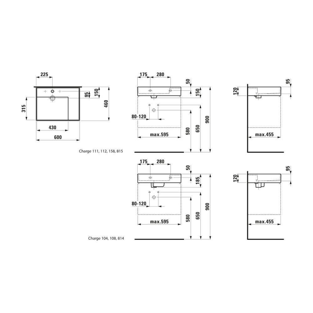 Laufen Waschtisch Kartell 460x600x150mm, Mattgraphit, 2 Hahnlöcher, ohne Überlau... LAUFEN-H8103347588151 7612738964795 (Abb. 2)