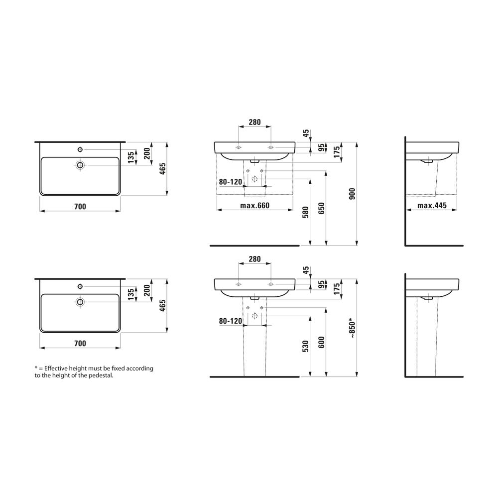 Laufen Waschtisch Laufen Pro S 465x700x175mm, Weiß, ohne Hahnloch, mit Überlauf... LAUFEN-H8109670001091 7612738286361 (Abb. 2)