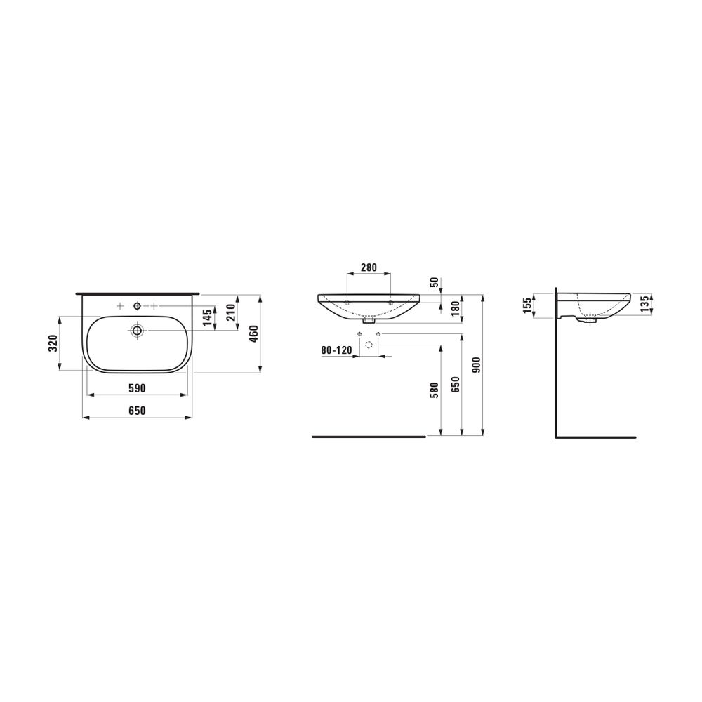 Laufen Waschtisch LUA 460x650x180mm, Weiß LCC, 1 Hahnloch, mit Überlauf nicht un... LAUFEN-H8110864001041 7612738015572 (Abb. 2)