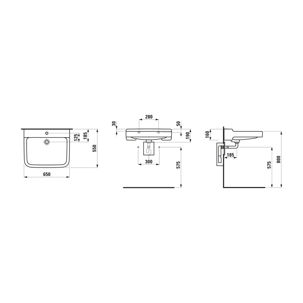 Laufen Waschtisch barrierefrei Pro Liberty 550x653mm, 1 Hahnloch, ohne Überlauf,... LAUFEN-H8119530001561 4014804718272 (Abb. 2)